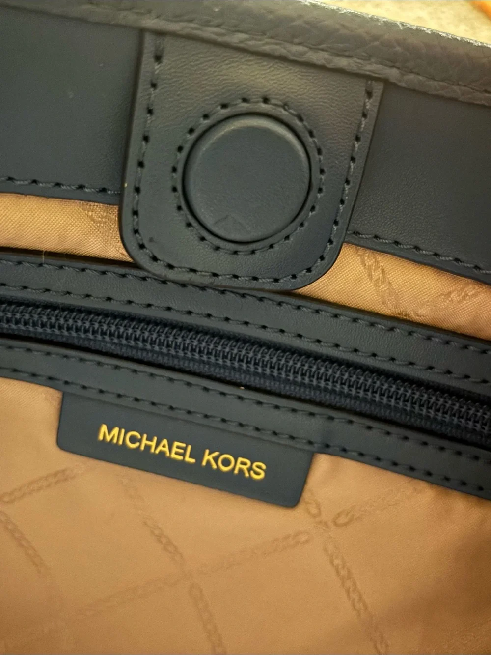 Michael Kors Blue Pebbled Leather Tote with Branded Strap